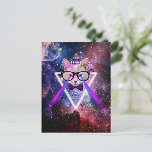 Hipster Melkwegkat Briefkaart (Staand voorkant)