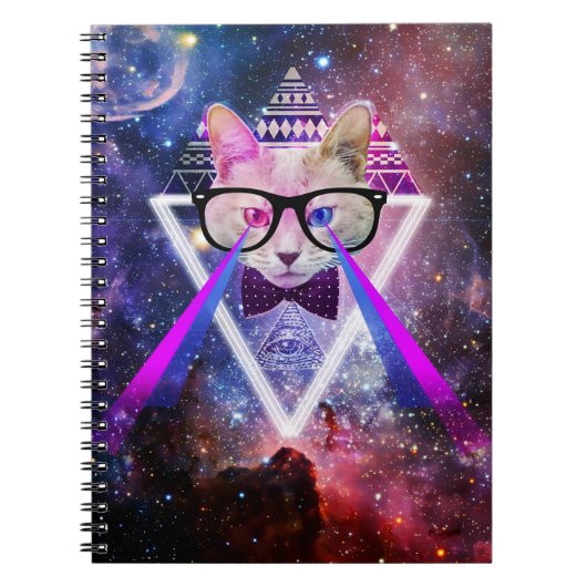 Hipster Melkwegkat Notitieboek (Voorkant)