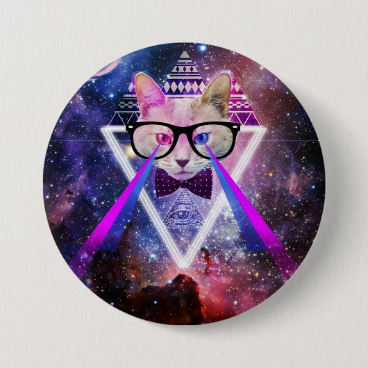 Hipster Melkwegkat Ronde Button 7,6 Cm (Voorkant)