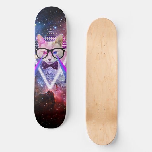 Hipster Melkwegkat Skateboard (Voorkant)