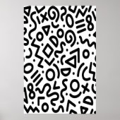 Hipster Memphis Style zwart-wit geometrisch Poster (Voorkant)