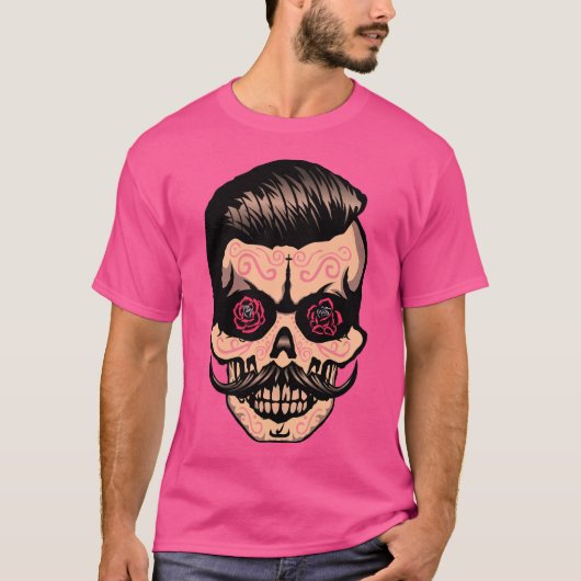 hipster_mexicry_tete_de_dode_crane_mustache_fle t-shirt (Voorkant)