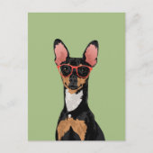 Hipster Miniatur Pinscher Briefkaart voor Hondenli (Voorkant)
