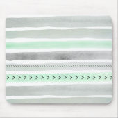 Hipster Mint Green Grey Waterverf Stripes Patroon Muismat (Voorkant)