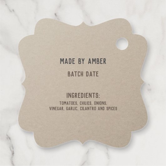 Hipster Modern Zelfgemaakte Salsa Tomaat Inblikken Bedankjes Labels (Achterkant)