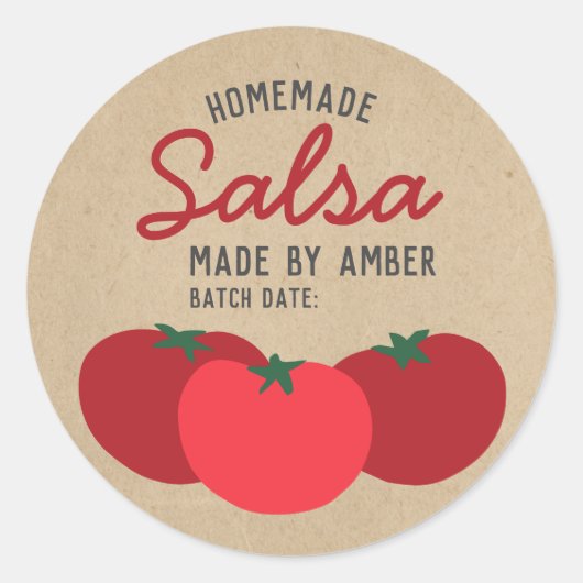 Hipster Modern Zelfgemaakte Salsa Tomaat Inblikken Ronde Sticker (Voorkant)