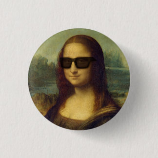 Hipster Mona Lisa in Hipster Shades da Vinci Ronde Button 3,2 Cm