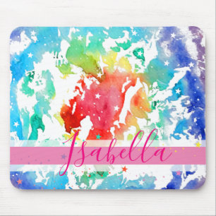Hipster Monogram Rainbow Tie Dye Muismat