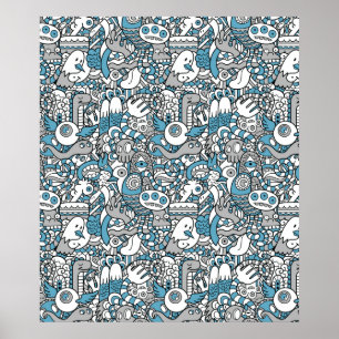 Hipster Monster Doodle Poster