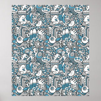 Hipster Monster Doodle Poster