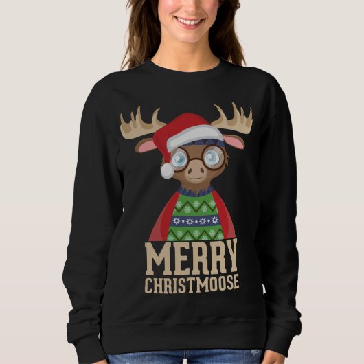 Hipster Moose - Santa Hat - Vrolijk Christmoose Ch Trui (Voorkant)