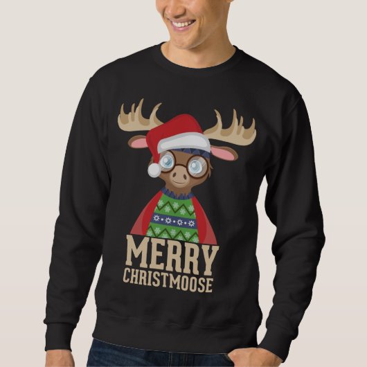 Hipster Moose - Santa Hat - Vrolijk Christmoose Ch Trui (Voorkant)