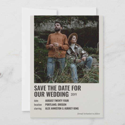 Hipster Movie Poster Photo Sla de datum op Save The Date (Voorkant)