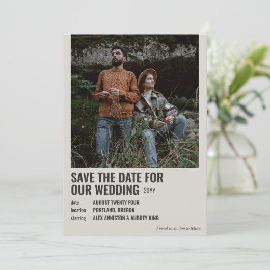 Hipster Movie Poster Photo Sla de datum op Save The Date (Staand voorkant)