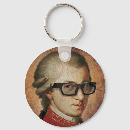 Hipster Mozart klassieke muziek Sleutelhanger (Voorkant)