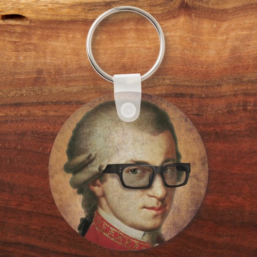 Hipster Mozart klassieke muziek Sleutelhanger (Voorkant)