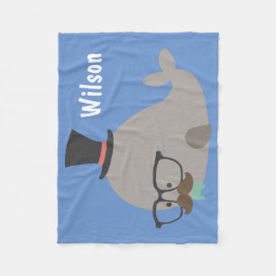 Hipster Mr Cool Whale Baby Boy Fleece Deken