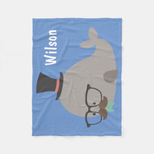 Hipster Mr Cool Whale Baby Boy Fleece Deken (Voorkant)