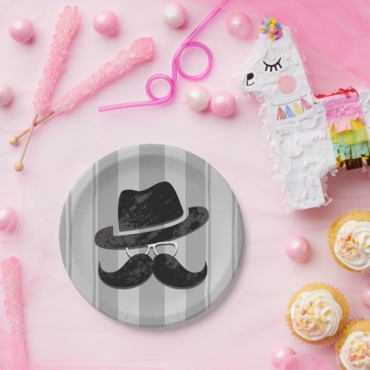 Hipster Mr. Mustache Pet Glazen Verjaardagsfeest Papieren Bordje (Feest)