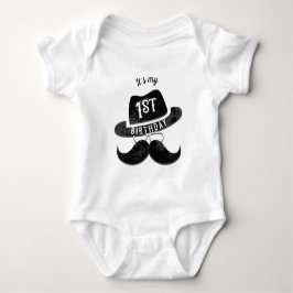 Hipster Mr. Snorbaard Hoed Bril 1 1e Verjaardag Romper