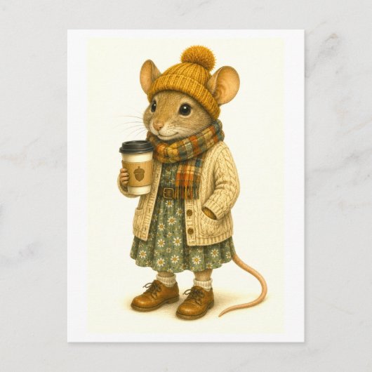 Hipster Muis Ansichtkaart Briefkaart (Voorkant)