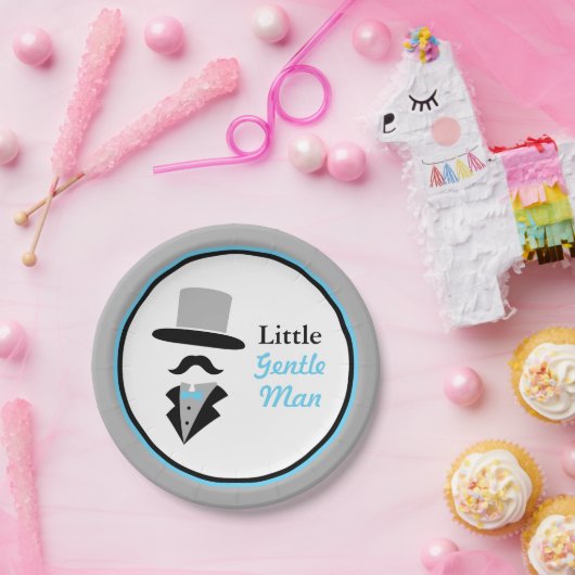 Hipster Mustache Gentleman Baby Boy Shower Papieren Bordje (Feest)