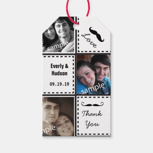 Hipster Mustache Je foto Collage Hartelijk dank La Cadeaulabel (Voorkant)