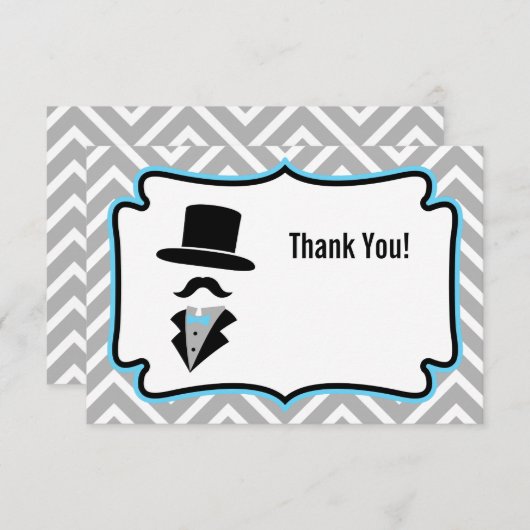 Hipster Mustache Little Man Bedankt Opmerking Notitiekaartje (Voorkant / Achterkant)