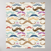 Hipster Mustache Pattern Poster (Voorkant)