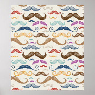 Hipster Mustache Pattern Poster