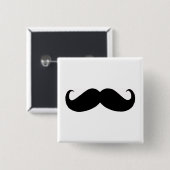 Hipster Mustache Square Button (Voorkant /achterkant)