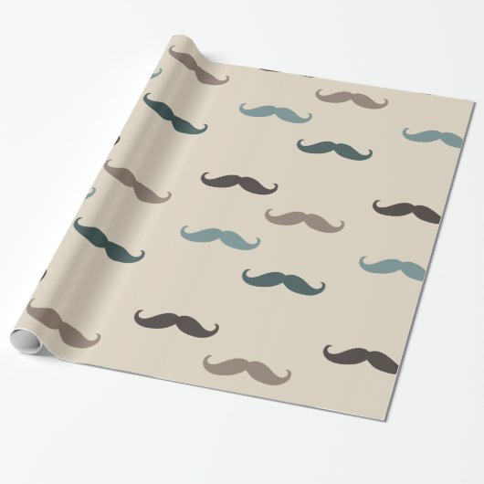 Hipster Mustaches Cadeaupapier (Uitgerold)