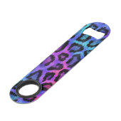 Hipster Neon Pink Blauwgroen Leopard Animal Print Speed Flessenopener (Achterkant Gekanteld)
