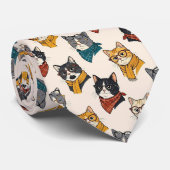 Hipster Nepzijde | Stijlvolle Katten Herenmode Stropdas (Opgerold)