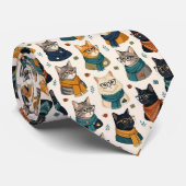 Hipster Nepzijde | Stijlvolle Katten Herenmode Stropdas (Opgerold)