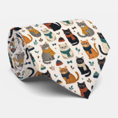Hipster Nepzijde | Stijlvolle Katten Herenmode Stropdas (Opgerold)