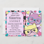 Hipster Nerdy Kitten Cats Girls Birthday Kaart (Voorkant)