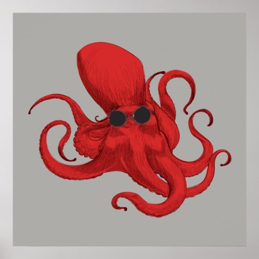 Hipster Octopus Poster (Voorkant)