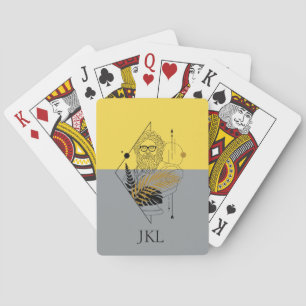 Hipster Olympic God Colorblock Monogram Pokerkaarten