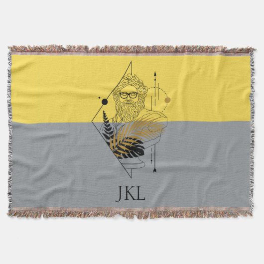 Hipster Olympische God Colorblock Monogram Deken (Voorkant)