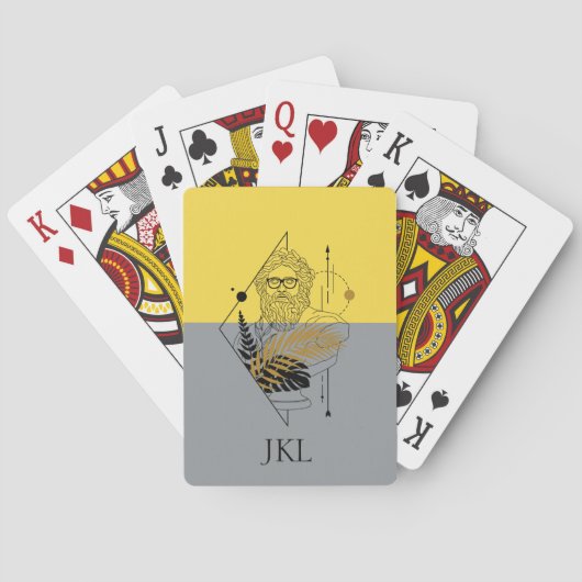 Hipster Olympische God Colorblock Monogram Pokerkaarten (Achterkant)