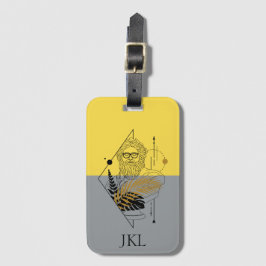 Hipster Olympische God Kleurblok Monogram Bagagelabel