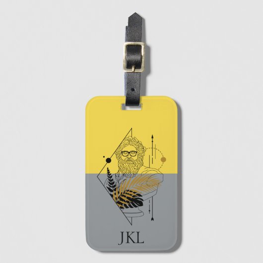Hipster Olympische God Kleurblok Monogram Bagagelabel (Voorkant (verticaal))