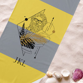 Hipster Olympische God Kleurblok Monogram Strandlaken