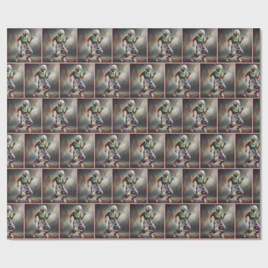 Hipster oma dansen cadeaupapier (Vlak)