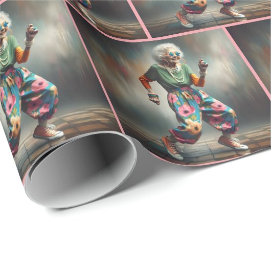 Hipster oma dansen cadeaupapier (Rol Hoek)