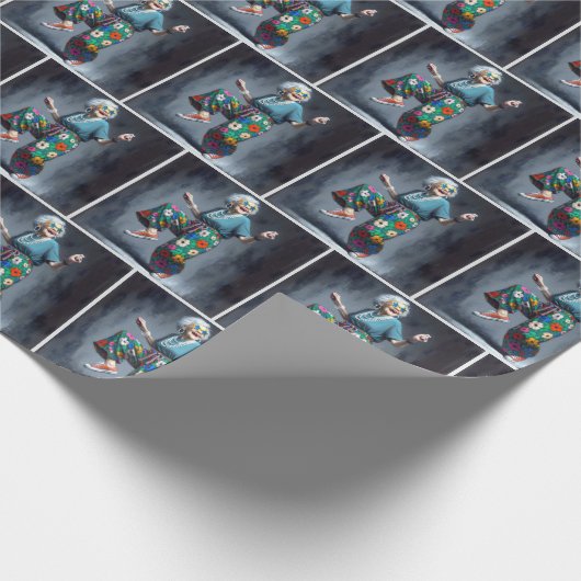 Hipster oma danst in Sneakers Cadeaupapier (Hoek)