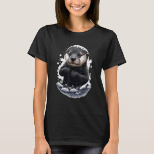 Hipster Otter logeert naar de sneeuw T-shirt