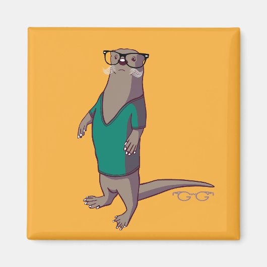 Hipster Otter Magnet (zonder tekst) (Voorkant)