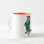 Hipster Otter-Mok (zonder tekst) Tweekleurige Koffiemok (Voorkant links)
